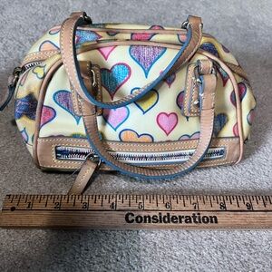 Vintage Y2K Dooney & Bourke Mini Bag with Colorful Hearts, in great condition